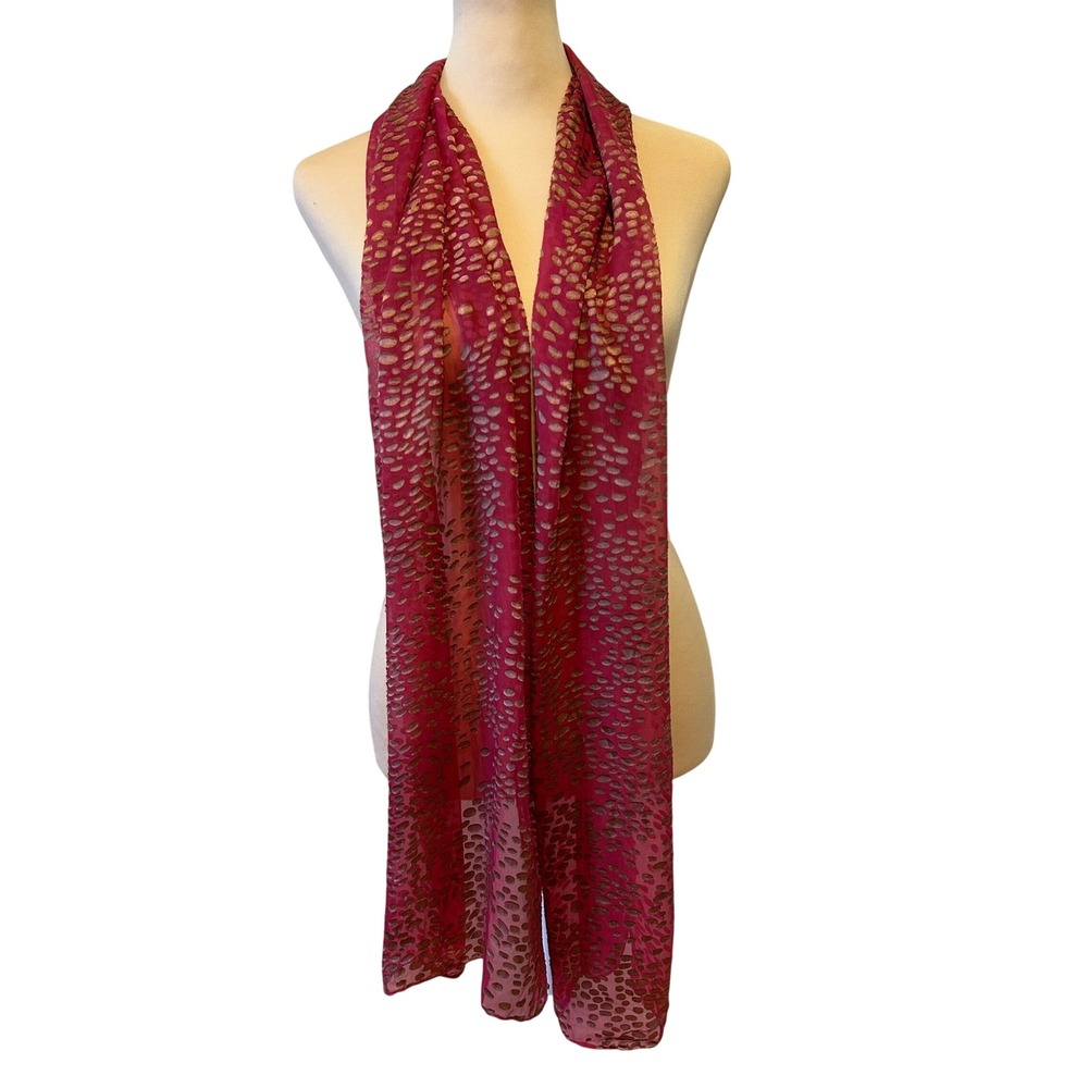 Unbranded Womens Scarf OS Pink Burnout Devore Metallic Spotted Lightweight Wrap